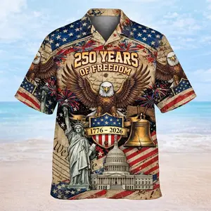 USA 250th Anniversary Hawaiian Shirt, Celebrating 250 Years Of Freedom Patriotic Shirt,Independence Day 4th of July Gift,Family Hawaii Shirt