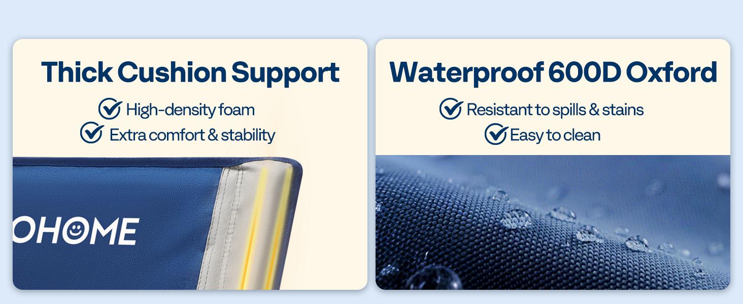 VIVOHOME 45W Padded Heating Rocking Camping Chair, Heated Oversized Portable Lawn Chair for Outdoor Sports, 3 Levels of Heat, Overheat Protection System