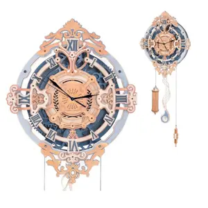 Clock Wooden Jigsaw Puzzle,3D Adult Jigsaw,Hobby Gift,Wooden Metal Mechanical Model Clock Kit Making,Aesthetics,DIY,Decoration,Pre-Gothic Design,Silent Quartz Clock Core,Unique 4-Wheel Pendulum System,for men,women,dad,mum,Christmas,Holiday,Birthday Gifts