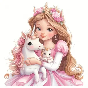4-Pack Cartoon Princess and Mythical Creature Heat Transfer Iron-On Patches, Washable and Iron-On, Suitable for DIY T-Shirts, Hoodies, Jeans, Bags, Pillowcases, and Vintage Hats.