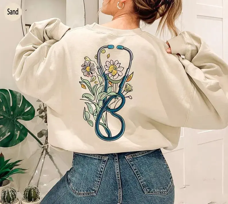 Floral Stethoscope Sweatshirt – Cute Nurse & Doctor Shirt, Nursing Graduation Gift