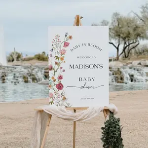 Baby In Bloom Sign  Baby shower Welcome sign  Wildflower Welcome sign  Customizable template Viona