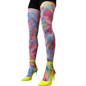 Multicolored Tie Dye Patterned Tights For Women
