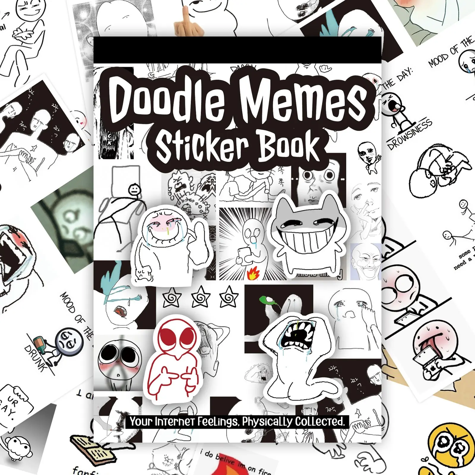 Doodle Expression Sticker Book, Abstract Expression Stickers ( Series), Ideal for Junk Journal, Scrapbook, Collage Art Supplies, Stickers Kit, Scrapbook Materials