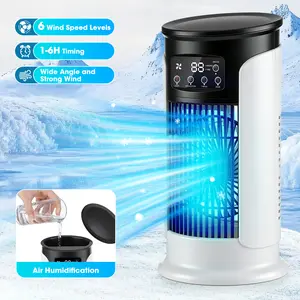 3-in-1 Portable Air Cooler Fan, 6-Speed Mist Cooling Desktop Fan with Timer & LED Light, Personal Small AC Fan for Desk Bedroom