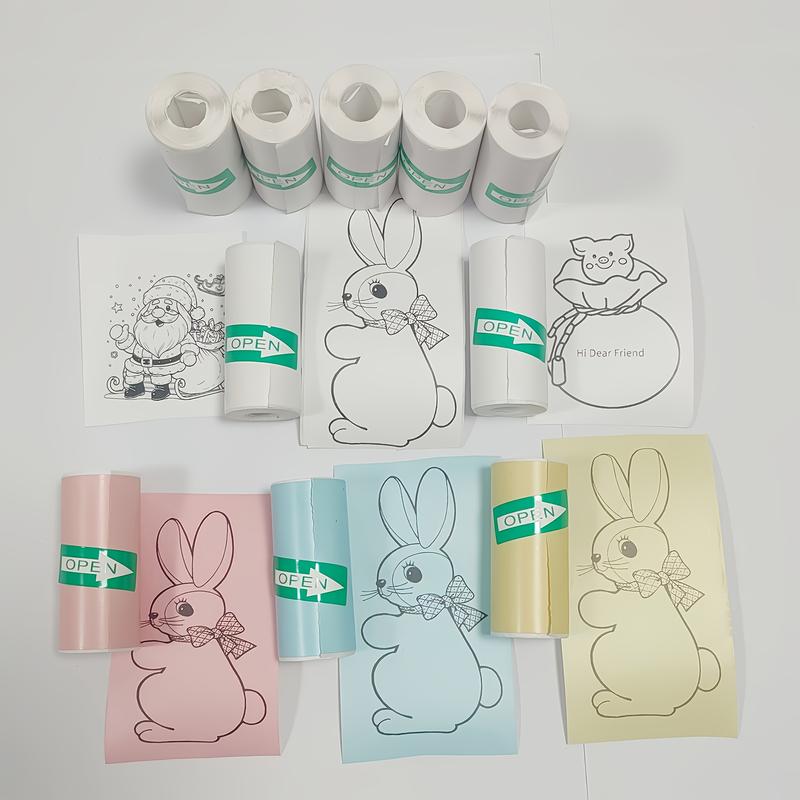 8 Rolls Mini Thermal Paper - Self-Adhesive, Inkless, Compatible with Portable Thermal Printers - Suitable for Photos, Labels, Notes, Scrapbooking, Office, School, Home - (3 Colors + 5 White Rolls) - Perfect for Printing Anytime, Anywhere, Office