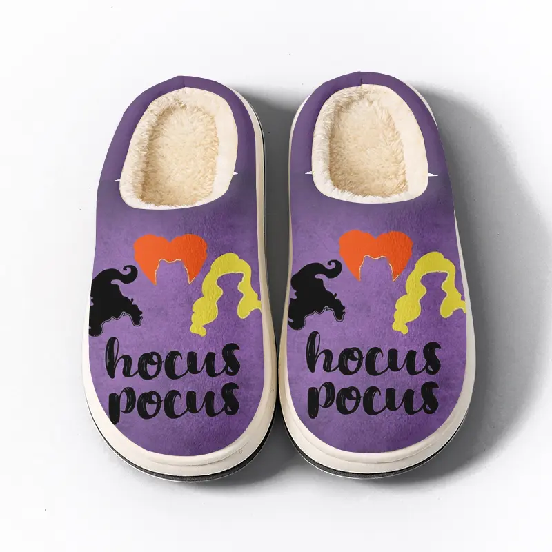 Kids Purple Hocus Pocus Slippers for Boys and Girls, Halloween Hocus Pocus Slippers, Durable Non-Slip Plush Indoor Slippers, Warm and Comfortable House Shoes Slippers for Winter, Cozy for Home, Exquisite Slippers or Toddlers & Big Kids Indoor/Outdoor Wear