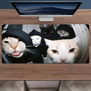1 Pcs Extra Large Funny Cat Mouse Pad Street Style Desk Mat, Non-Slip Extended Keyboard Pad for Gamers & Home Office, Desk Accessories
