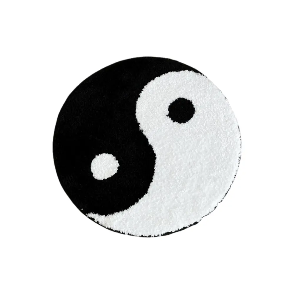 LAKEA Yin and Yang Symbol Fluffy Circle Soft Rug Black and White Circle Digital Carpet for Bedroom with Chinese Characteristic Machine Washable Rug Home Decorative Rug Indoor Area Rugs Modern Abstract Rug