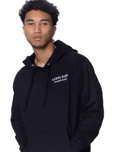 Carpe Diem Black PullOver Hoodie by Branded Baron Pullover Fabric Fleece Sweatshirts