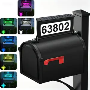 Outdoor Solar Mailbox Light, RGB & Cool White & Color Changing, Double-Side Illuminated Mailbox Topper for House Address Numbers, No-Drill Easy Installation, Waterproof Weatherproof Decorative Sign