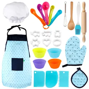 Vanmor Kids Cooking and Baking Sets, Kids Aprons Sets for Girls and Boys Chef Hat Apron ,Dress Up Chef Costume，Parent-Child Entertainment kitchenset for kids play kitchen clothingbedstoyschildren