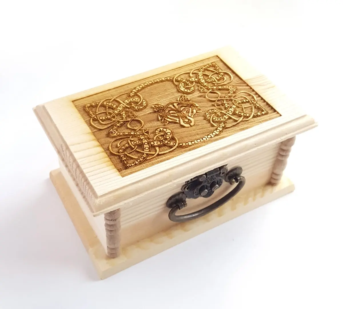 Celtic Wolf Engraved Wooden Box
