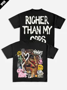 Men's Loose Fit Graphic Print T-Shirt, Streetwear, Two-Sided Design, Street Style, All Seasons Wear, Casual Daily, Unisex