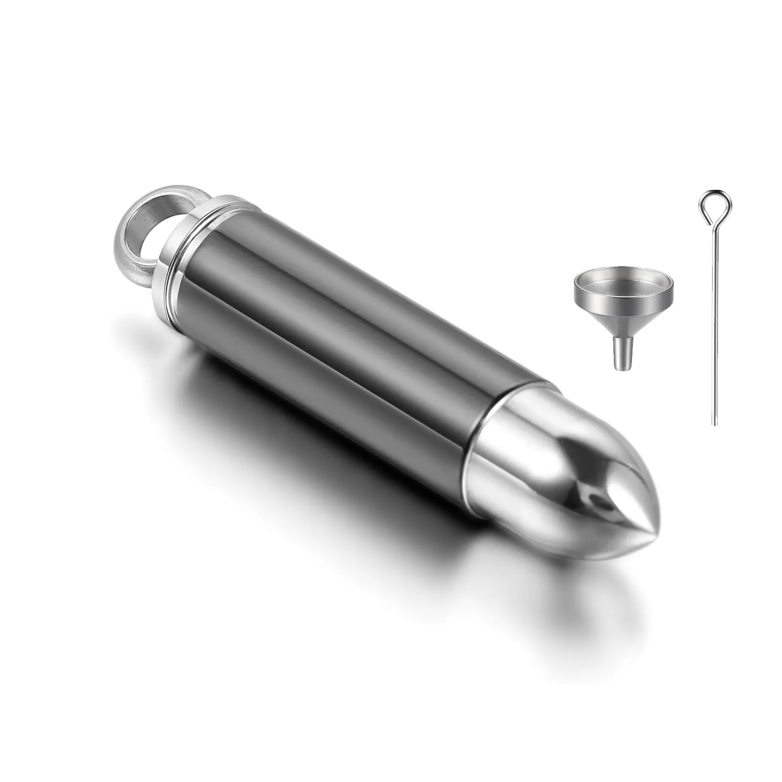 OIDEA Men's Twist-Open Bullet Pendant Necklace - 2"x0.39" Stainless Steel Keepsake Compartment, 22" Length 3mm Width Chain, Boyfriend Gift, Twist-Open Design