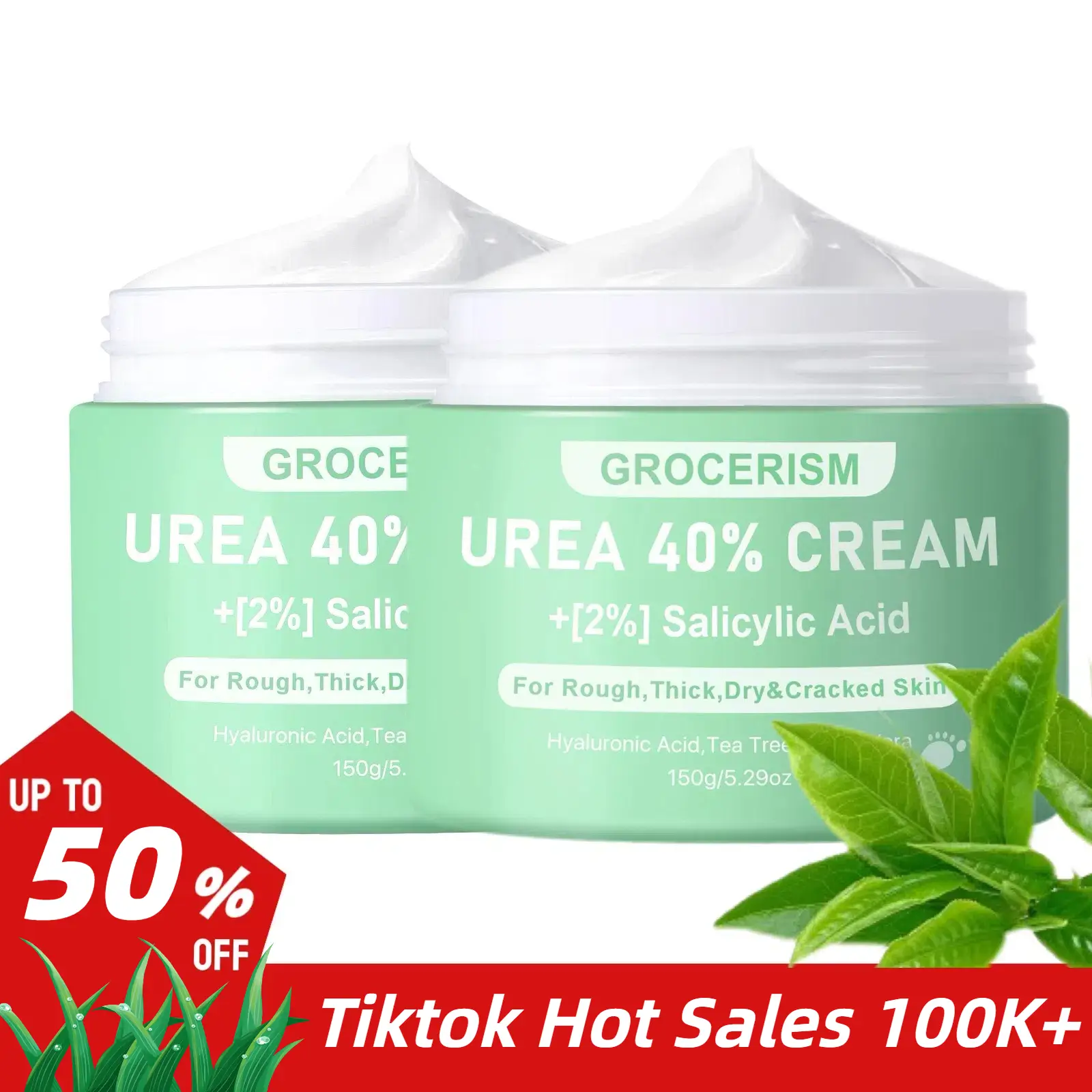 Urea Cream 40 Percent For Feet Plus 2% Salicylic Acid Foot Cream and Hand Cream, With Aloe Vera and Tea Tree For Deep Moisturizes,Callus Remover, Hydr