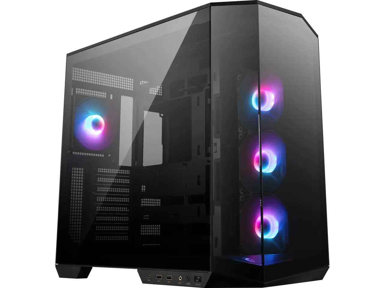 MSI MAG PANO 100R PZ Project Zero Mid Tower ATX Gaming Case, Tempered Glass, Support Back-Connect, 270-degree Panoramic Display, GPU Support Stand, 4 ARGB Fans