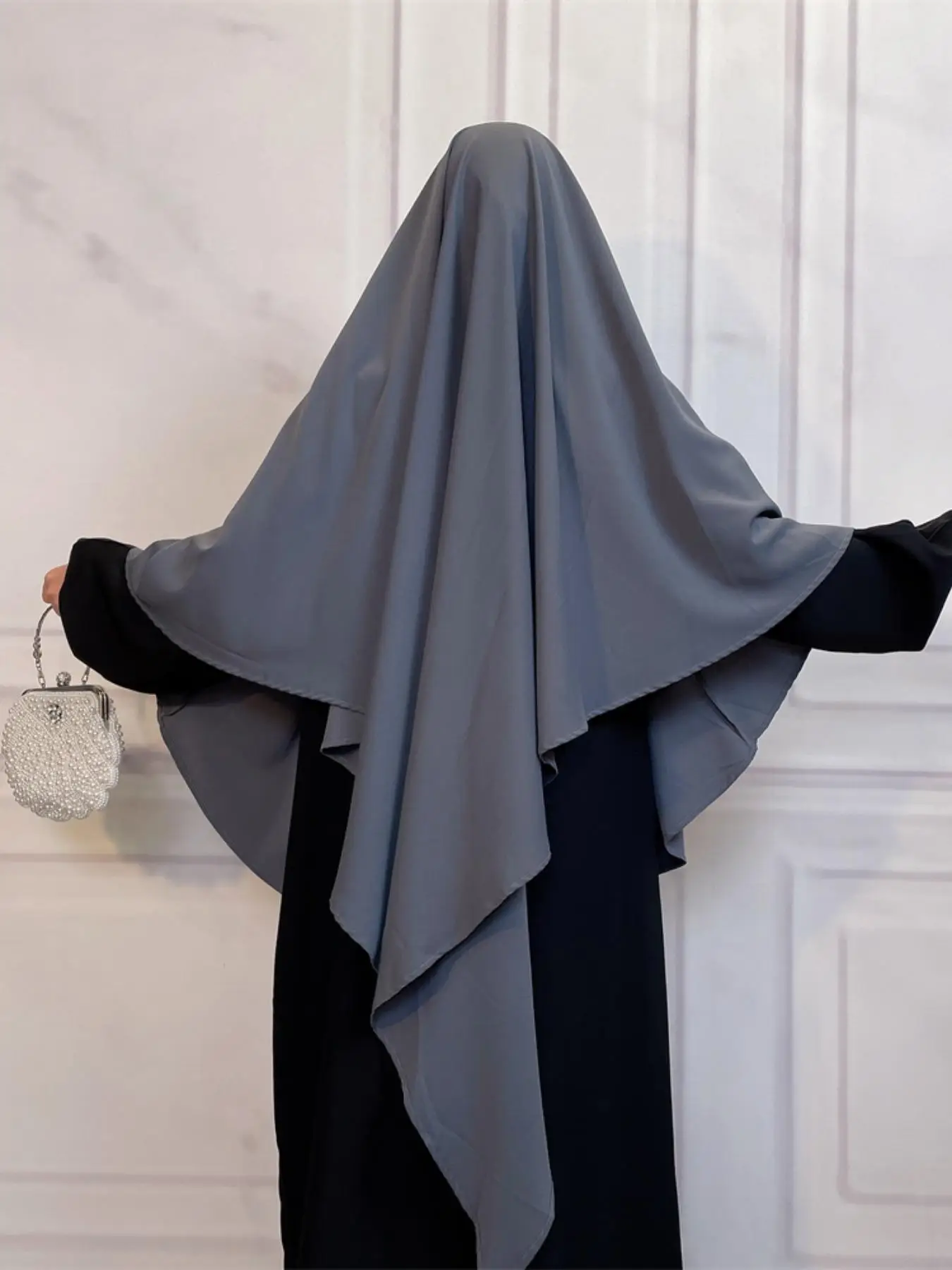 Women's Solid Color Asymmetrical Hem Khimar, Modest Fashion Long Hijab for Daily Wear, Women's Islamic Clothing for All Seasons