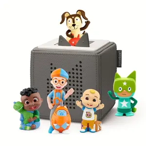 Gray Toniebox Blippi & Cocomelon Bundle - Includes Blippi, Cocomelon, Cody (From Cocomelon), Superhero Creative Tonie, and Playtime Puppy | Charger Included