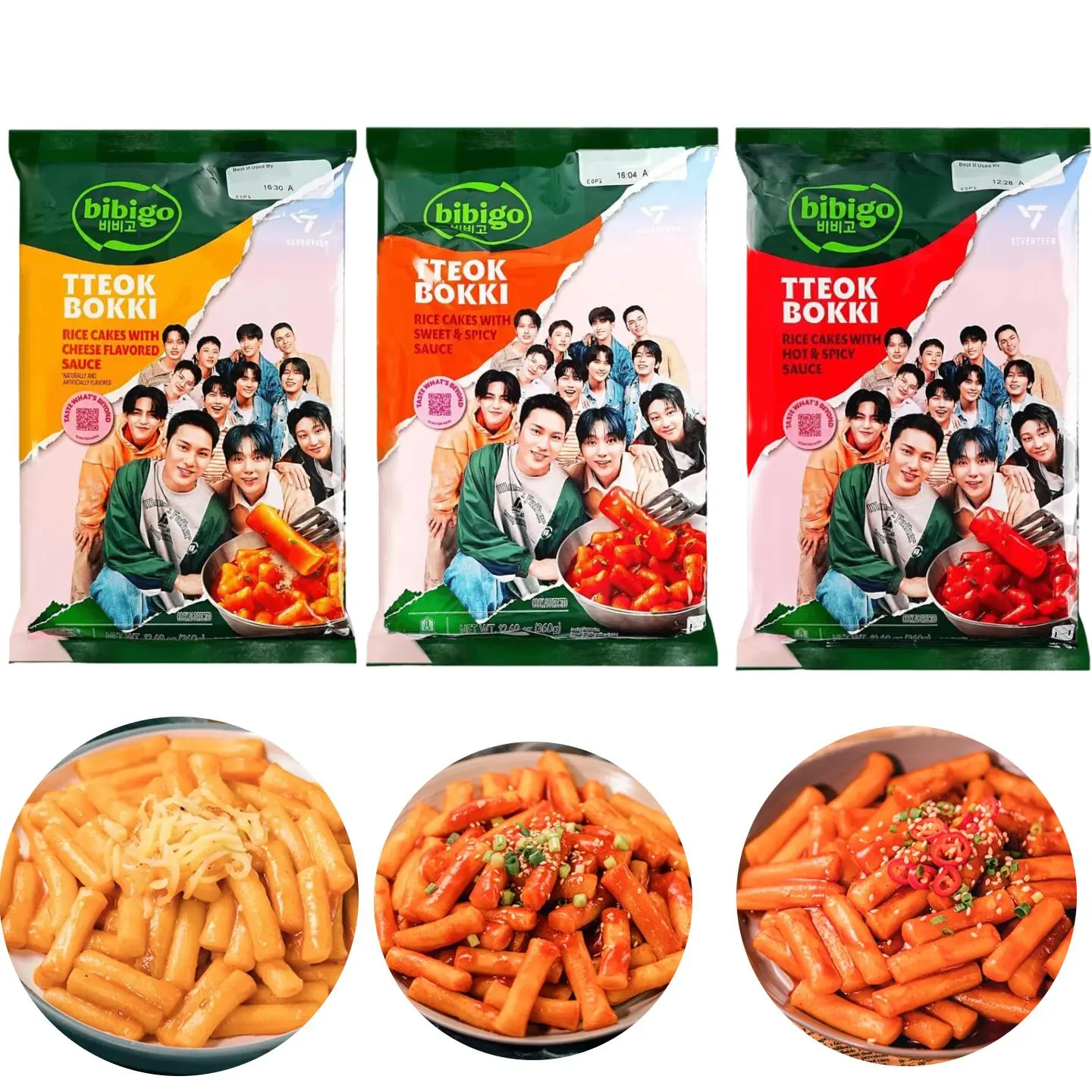 Bibigo Korean Tteokbokki SEVENTEEN Limited Edition (North America ) - 360g / Pack Instant Spicy Rice Cakes with Chewy Cheese Sauce, Authentic Snack & Meal, Easy Prep, Spicy & Cheesy Goodness Bibigo Korean Tteokbokki SEVENTEEN Limited Edition (North America ) - 360g / Pack Instant Spicy Rice Cakes with Chewy Cheese Sauce, Authentic Snack & Meal, Easy Prep, Spicy & Cheesy Goodness