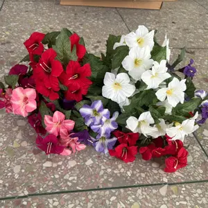 Artificial Fake Flowers for Outdoor,4 Pcs Faux Silk Petunias Spring Flowers for Outside for Indoor Porch Planter Front Door Garden Patio Window Box Home Decor(Multiple Color) Decorative Flowers