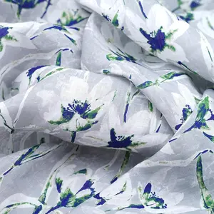 Floral Print Linen Fabric Sold by Meter, Beautiful Floral Pattern for Dresses, Indoor Decoration & Handicrafts, High-Quality Material