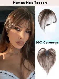 Clip in Bangs Real Human Hair Bangs Hair Clip Fringe with Temples Hairpieces Invisible Airy Bangs Forehead Bangs for Women Natural Looking Fake Bangs for Daily Wear Wispy Bangs Wig Dark Brown Multicolor