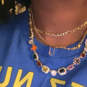 Colorful Faux Crystal Zirconia Necklace, Rhinestones Pendant Necklace, Zirconia Pendant, Light Luxury Holiday Gift for Others, Jewelry Accessories for Women & Girls