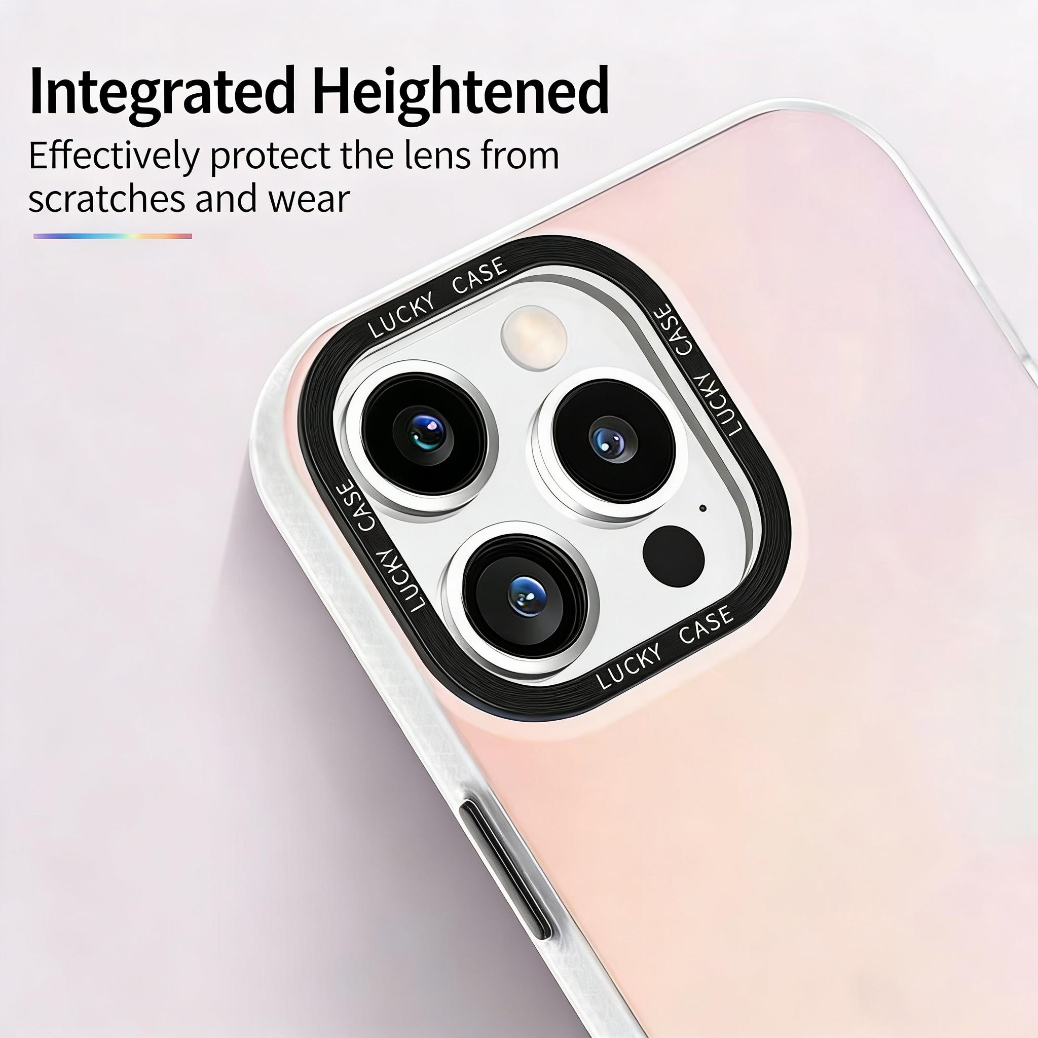 Dynamic Holographic iPhone Case for X/XS/11/12/13/14/15/16/17 Pro/Pro Max/Plus/Air | IMD Iridescent Gradient Chameleon Effect, Black Camera Lens Frame & Buttons, Slim Shockproof Protective Cover, Cute Aesthetic Phone Case for Women Girls ﻿
