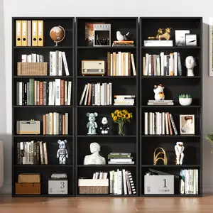 Walsunny 70'' Black Bookcases Floor Standing 6-Tiers Display Storage Shelves Tall Bookcase for Office Freestanding Industrial Ladder Organize Modern Design Minimal Stylish 65.8 lbs Load Capacity Easy Install
