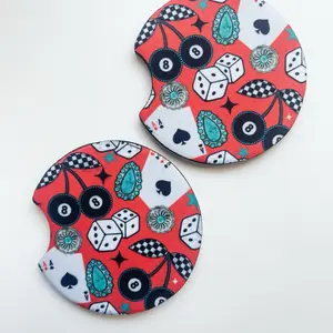 Punchy Girl Car Coaster Set - Protects Cup Holder from Spills & Stains - Sleek Stylish Design for Car Interior