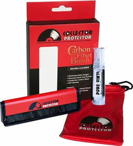 Collector Protector Vinyl Record Cleaning Kit: Carbon Fiber Brush & LP Cleaning Solution - Essential Vinyl Record Cleaner for Your Record Player Accessories