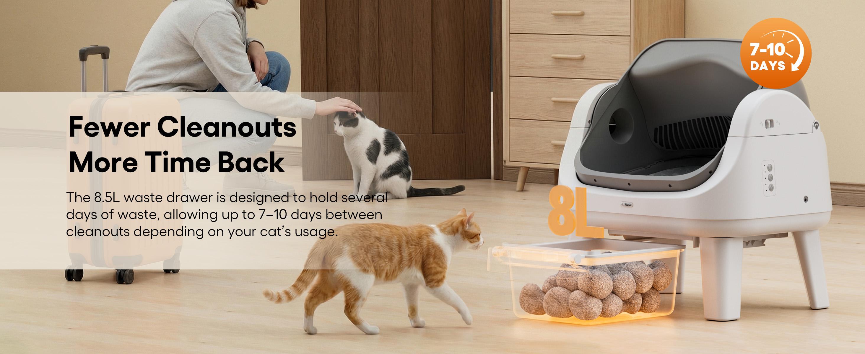 PetPivot AutoScooper 12 Open-Top Self-Cleaning Cat Litter Box – Sealed Waste Drawer, Includes Trash Bags & Entry Step