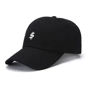 Fine Baseball Cap Dollar Symbol Embroidered Baseball Cap 100% Cotton Hat for