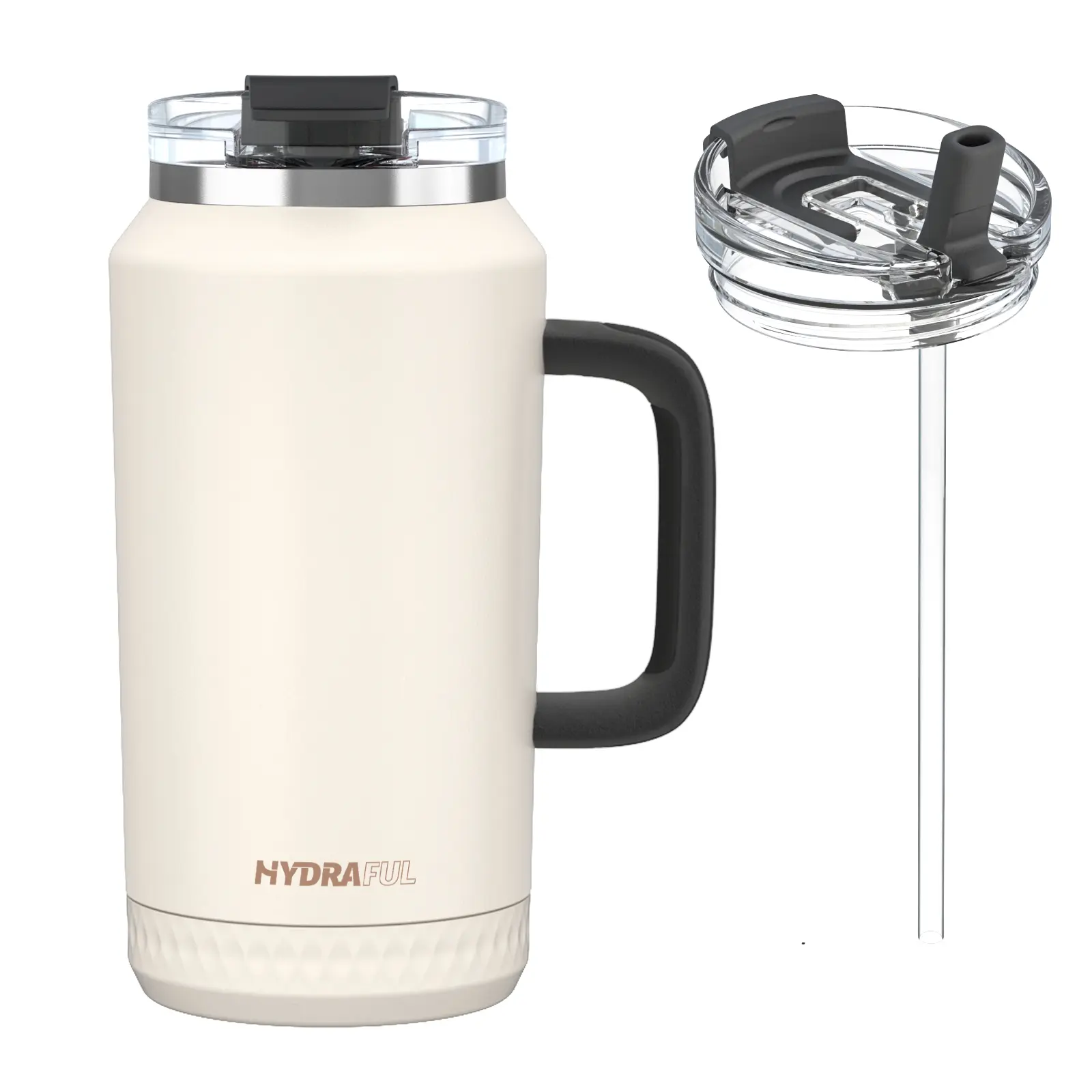 【HYDRAFUL】 64oz Tumbler with Handle and Straw - 100% Leak-Proof - Insulated Cup Reusable Stainless Steel Large Water Bottle Travel Mug for Gym, Hiking, and Camping - Gifts for