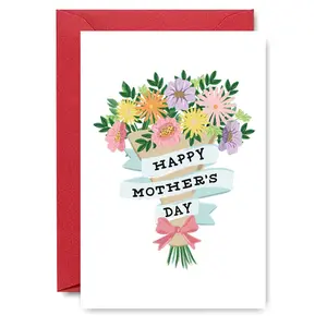 Happy Mother's Day Greeting Card, Floral Design Greeting Card with Envelope, Festive Gift for Mom, Grandma, Wife from Daughter or Son