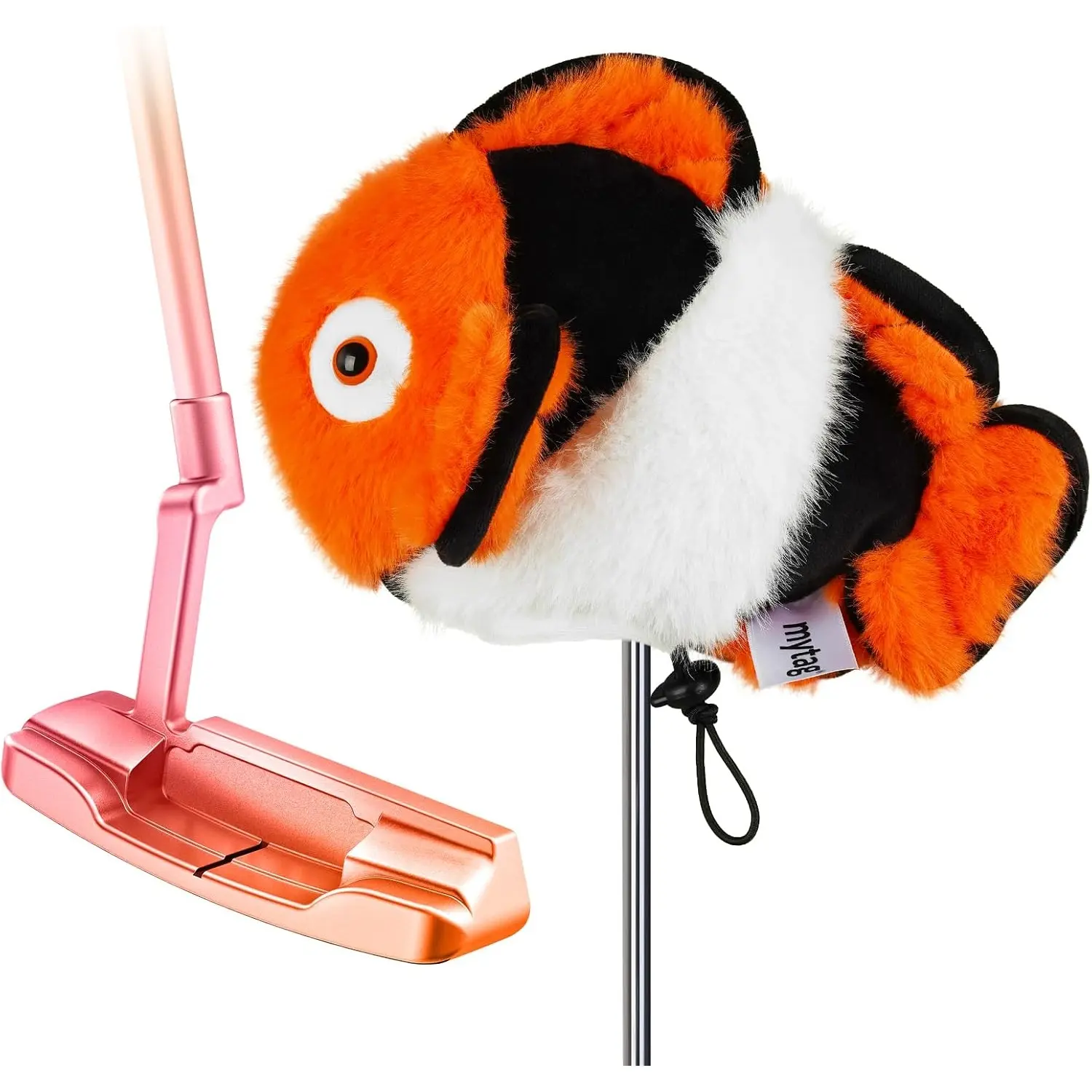 mytag Funny Clownfish Golf Putter Headcover, Premium Plush Animal Angelfish Golf Accessories for Blade/Mallet Putters