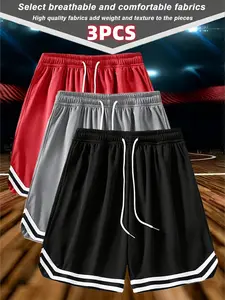 Men's Sports Running Shorts Set, Lightweight Breathable Polyester Fiber, Quick Dry, Casual Mid-Thigh Basketball Training Gear, Athletic Wear Shorts, Workout Shorts, Comfy Breathable Shorts