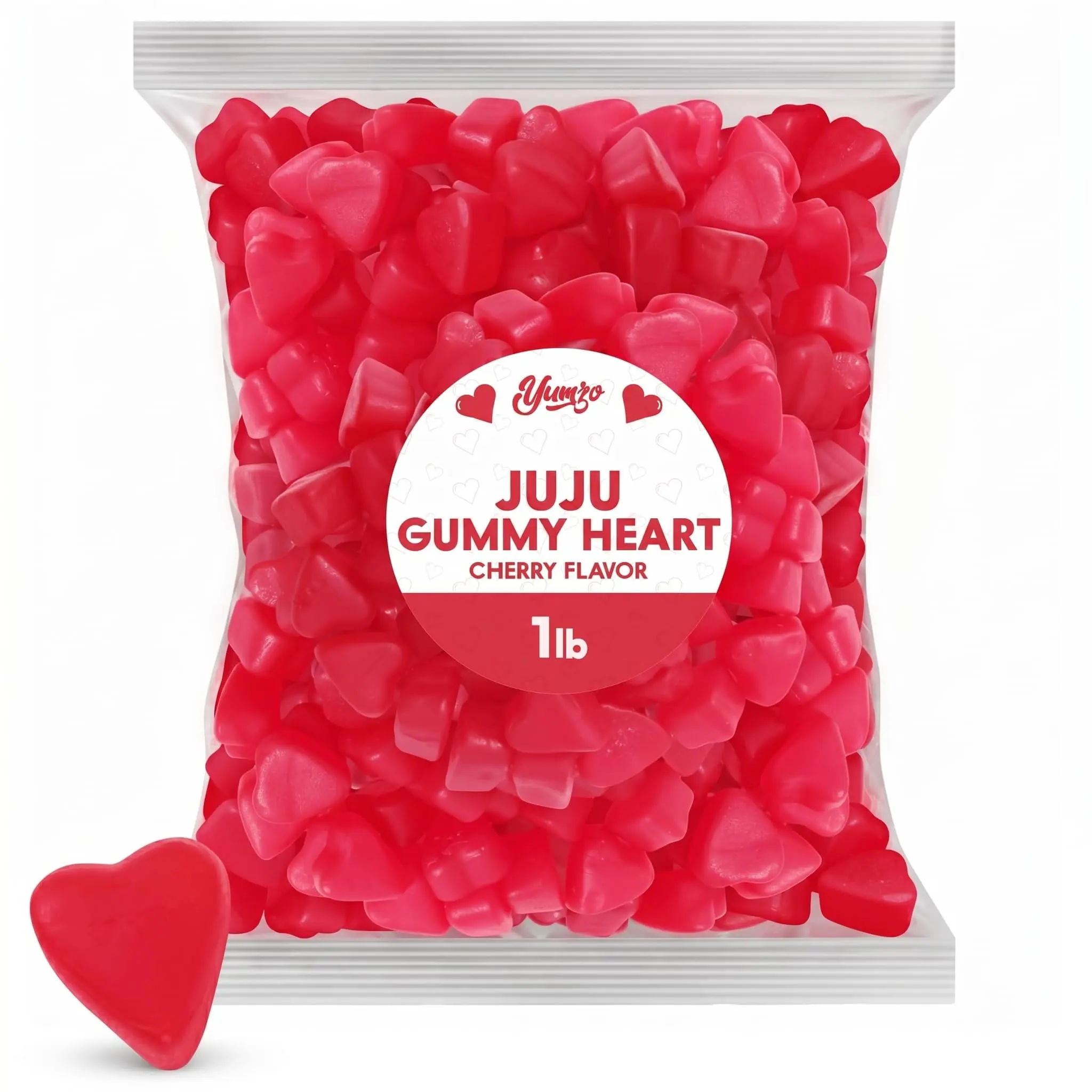 JuJu Cherry Hearts Gummy Candy, Pack of Candy, Mother's Day, Bulk, 1 lb