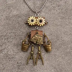 [Neckl] 1 Hip-Hop Rock Robot Pendant Neckl, Steampunk Style Personality Chain for Sweaters and Daily Wear - Perfect Gift for Boyfriend or Girlfriend on Holidays & Birthdays, Multiple Styles