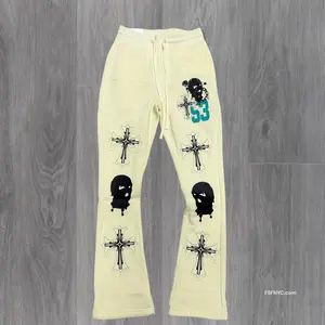 Rebel - Stacked Sweat Pants - Cream - 419