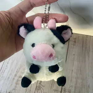 Fluffy Plushie Cow Keychain - Soft Plush Design, Ideal for Gifts and Decor, Perfect for Collectors and Fans creative keychain cute trendy niece gift summer style backpack school table decoration soft plush keychain toy car accessory western cowboy western
