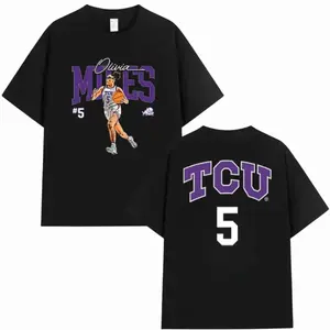Olivia Miles #5 TCU Basketball T-Shirt – Women’s Player Graphic Shirt, College Hoops Shirt Game Day for Men Women NOT