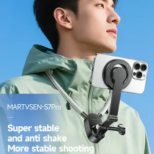 Magnetic Neck Phone Holder with Light, Hands-Free Selfie Tripod Chest Mount, Filming for iPhone 16 Samsung Gopro Dji Insta360