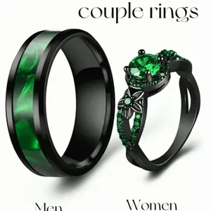 Romantic Blue Fashion Couple Rings for Women, Stainless Steel Celtic Dragon Rings for Men, Engagement Jewelry, Valentine's Gift, Wedding Rings