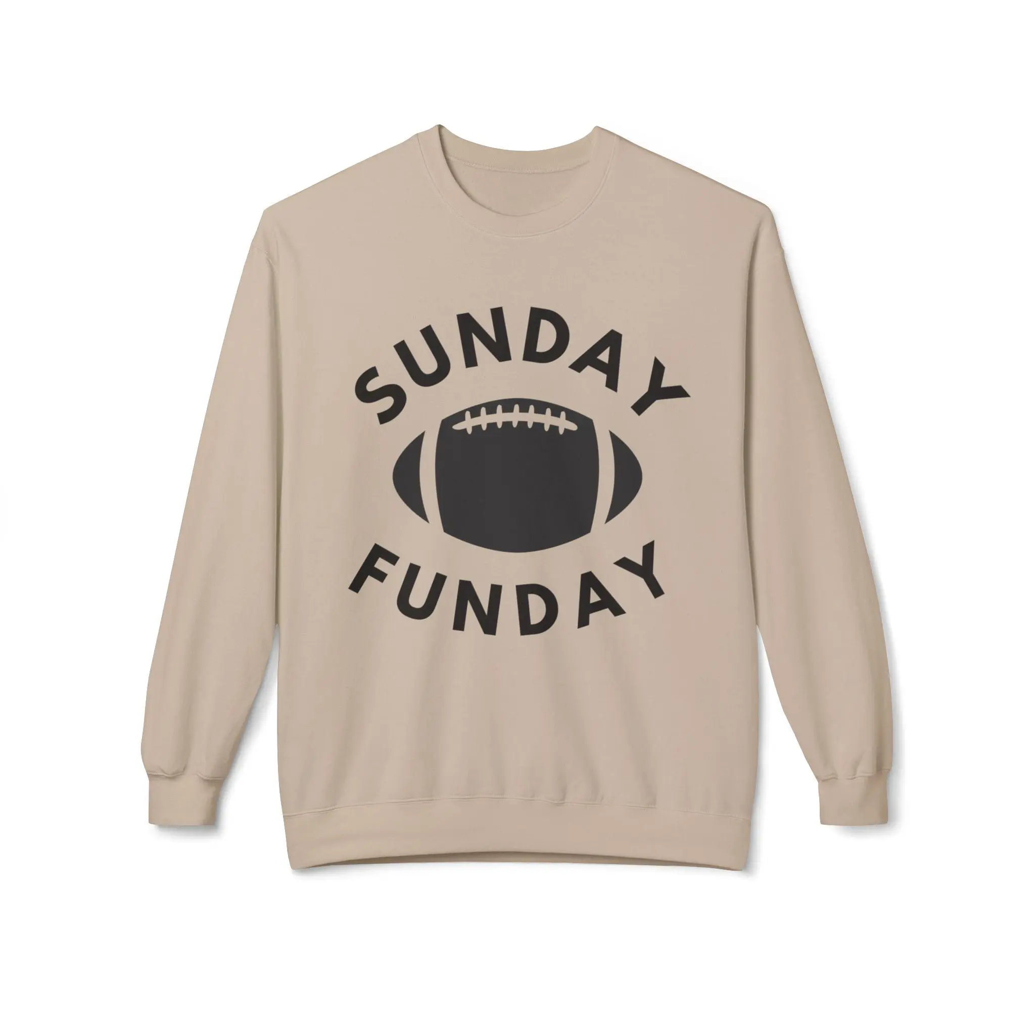 Sunday Funday Crew Neck Sweatshirt for Women - Fitted Long Sleeve Casual Sports Top in Medium Length - Polyester Fabric