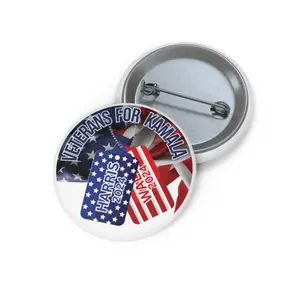 VETERANS FOR KAMALA Pin Buttons | Political Dog Tags Pin Buttons | Harris Walz 2024 Pin Buttons | Veterans for Harris (Design 2)