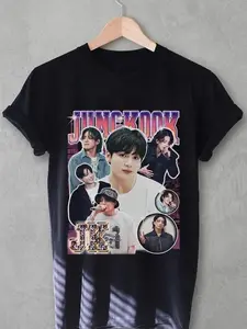 Kpop Idol Inspired Retro Boyband Vintage Graphic T-Shirt, Korean Pop Music Fan Fashion Casual Unisex Streetwear Tee #kpopstyle #idolfashion #vintagestyle