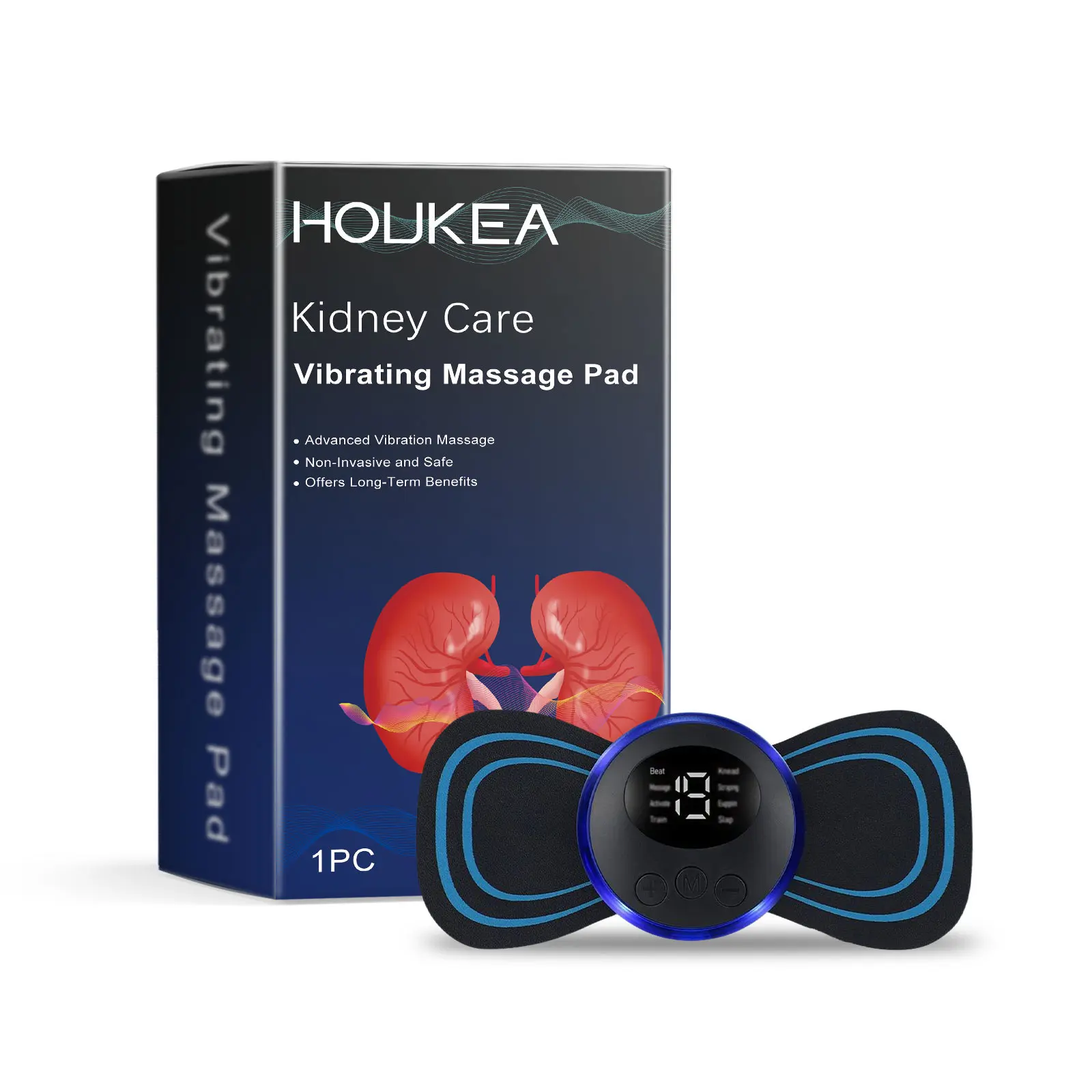 HOUKEA Body Care Vibration Cushion - 16*8*2cm Main Unit, 56g Portable Pad with Patch for Tension Relief, Vitality Restoration (Single Item, Manual Personal Care Tool), Advanced Vibration Massage, Set, Place + Press, Abdomen, Deep Massage, Place & Activate