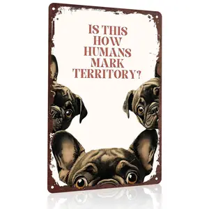 Is This How Humans Mark Territory? 3 French Bulldogs 12x8 Inch Aluminum Metal Sign - Funny Dog Lover Wall Decor for Bathroom, Restroom, Powder Room - Retro Tin Sign Gift for Dog Parents & Pet Enthusiasts